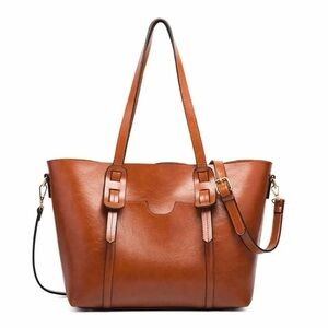 Women Brown Tote Business Casual Large Handbag Crossbody laptop shoulder strap